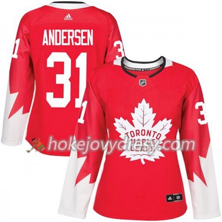 Dámské Hokejový Dres Toronto Maple Leafs Frederik Andersen 31 Červená 2017-2018 Adidas Alternate Authentic
